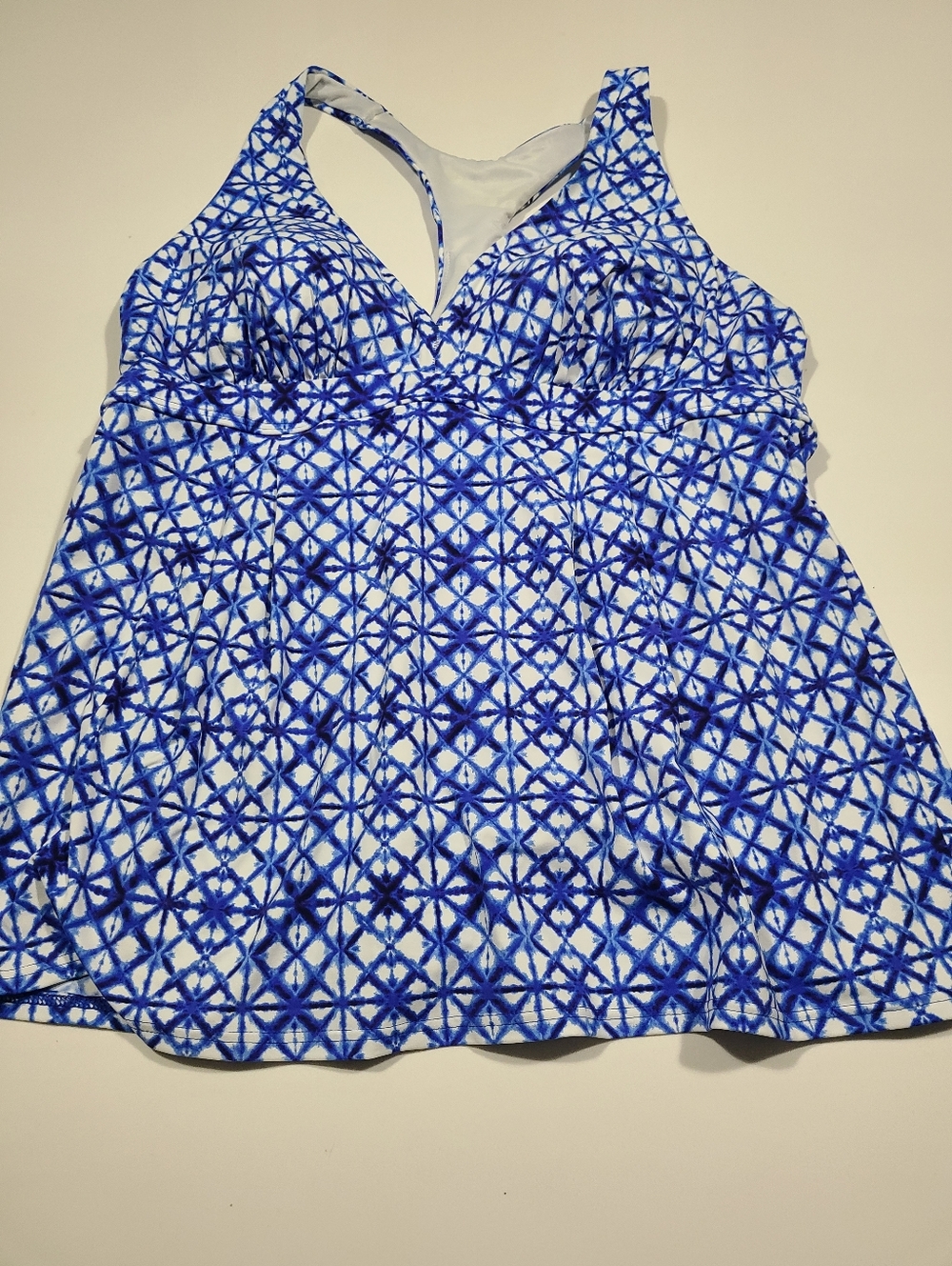 Lands' End Blue & White Swim Top In Size 14